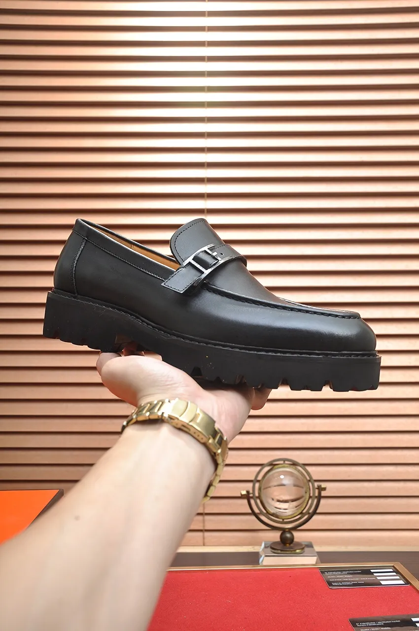 Men's Men's Shoes💰560💶[[HERMES]] (High-end Niuli) New 🍀 HERMES - top version of Ferragamo's classic casual leather shoes! Made of imported original cowhide, the inner top layer is comfortable cowhide lining! Original wear-resistant rubber outsole! High quality products! Code number 38-45 (45 customized)